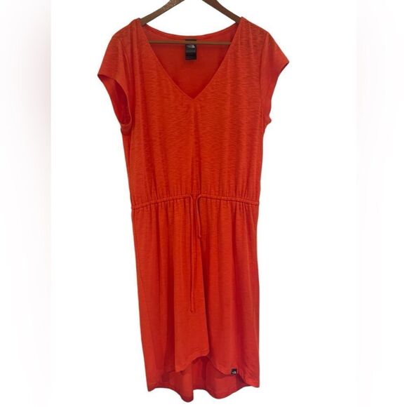 The North Face drawstring v neck dress coral orange color size medium - Picture 3 of 5